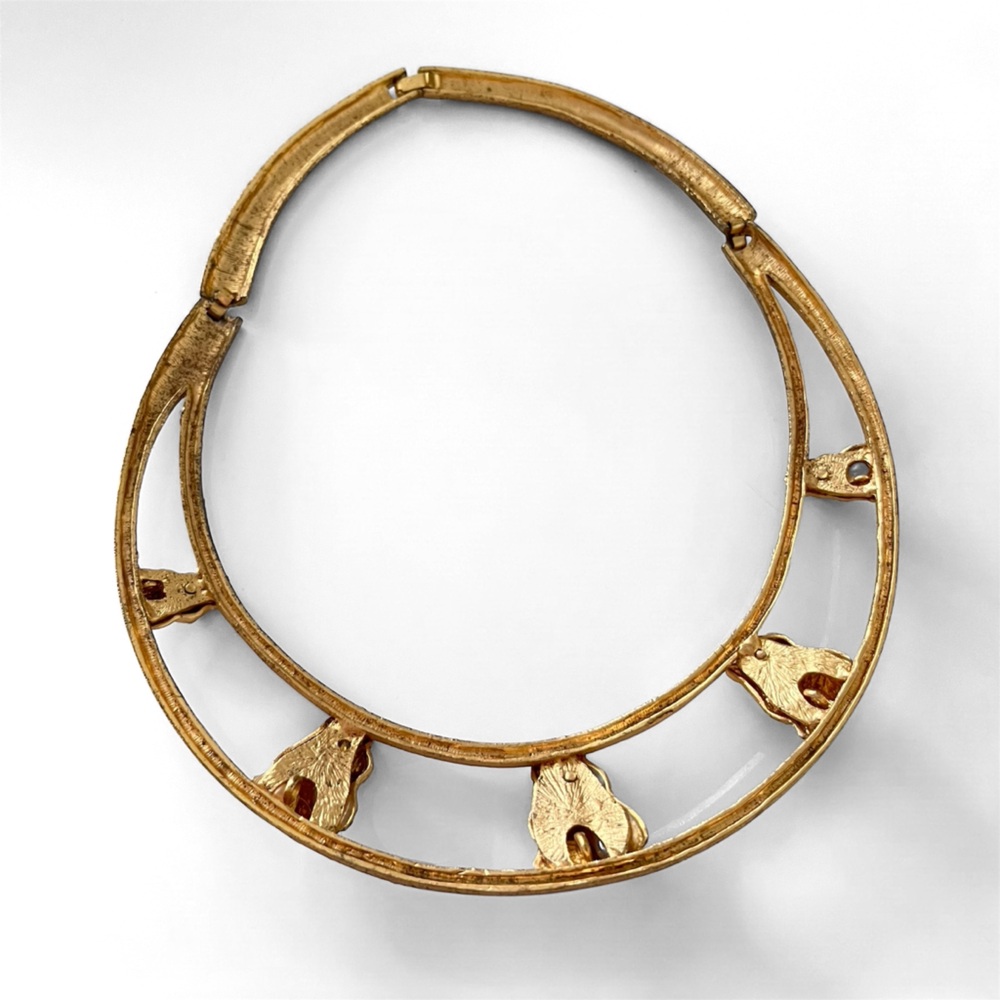 Vintage Gold Tone Open Metal Equestrian Horse Collar Necklace - Picture 4 of 4
